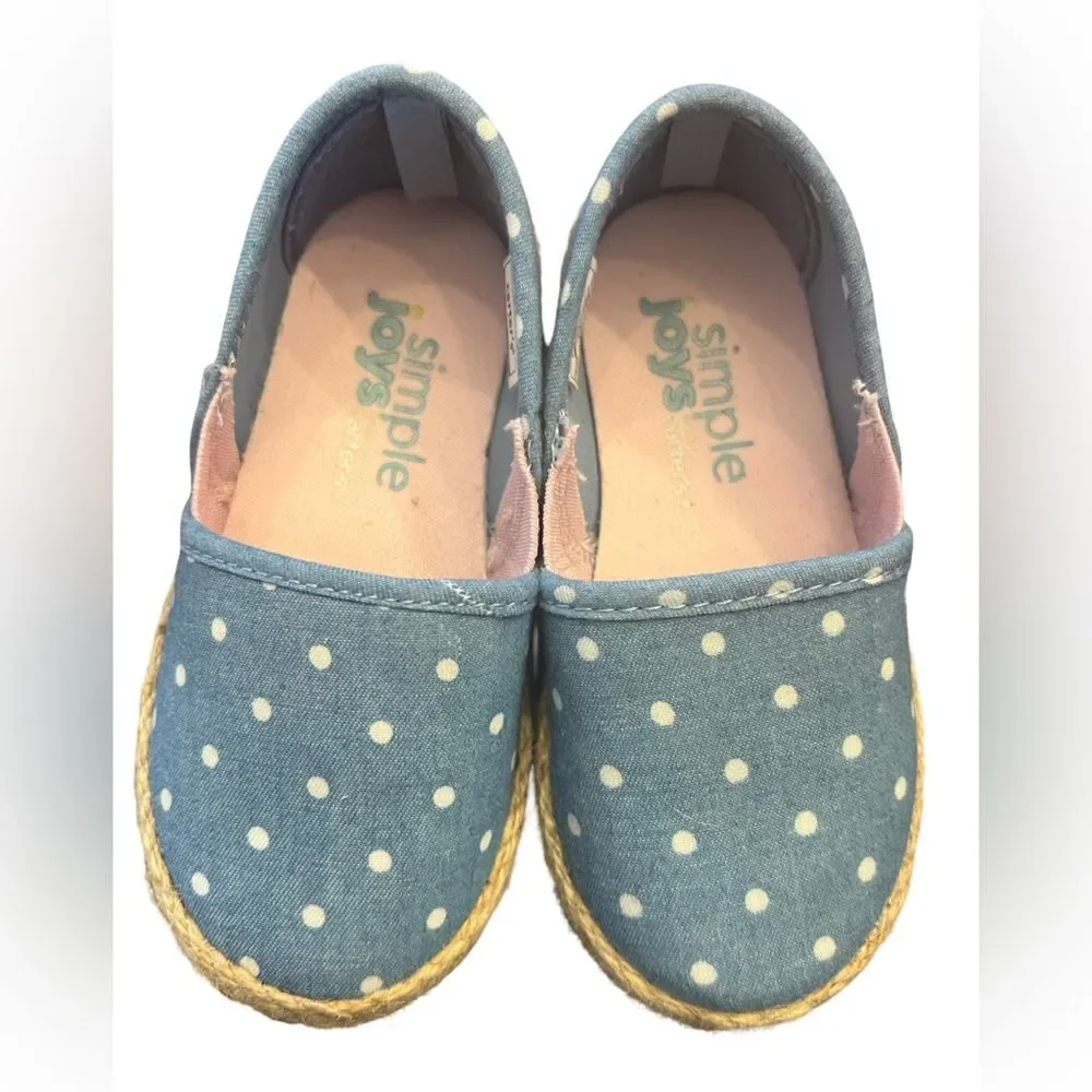 Carter’s Toddler Girl Canvas Flats Shoes Size 7 Blue & White Polka Dot